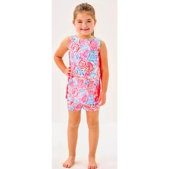 Lilly Pulitzer Girl's mini Romey shift set Lil Sun Sea sand Size 10 Resort wear